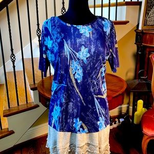 TESS EXTRA LARGE BLUE,GREY AND BEIGE COLOR TOP